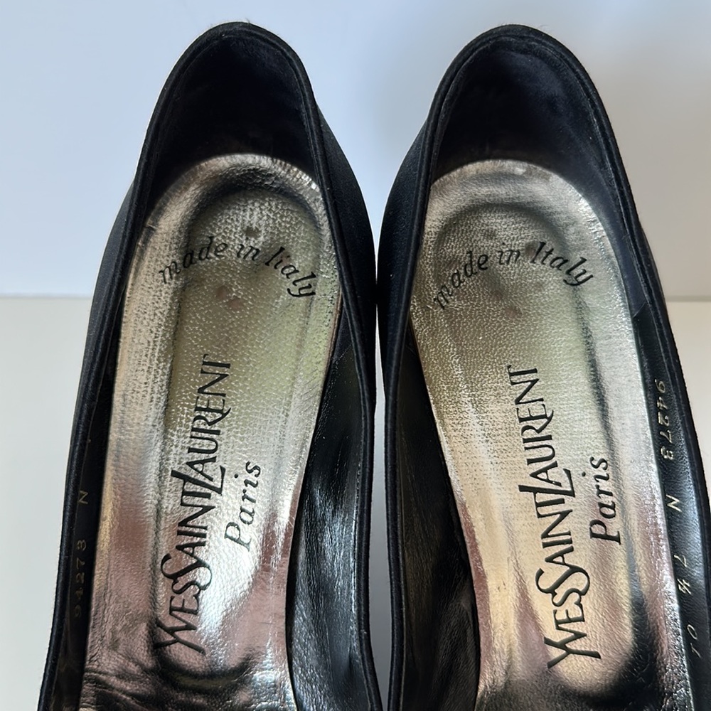 Vintage YSL Black Pump Rhinestone Heels - Picture 4 of 9